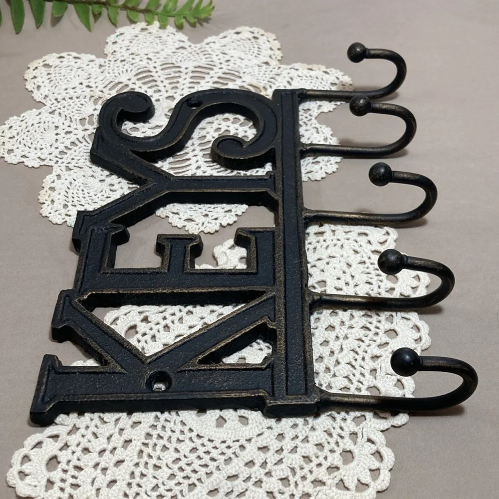 Black Cast Iron Key Holder Wall Decor